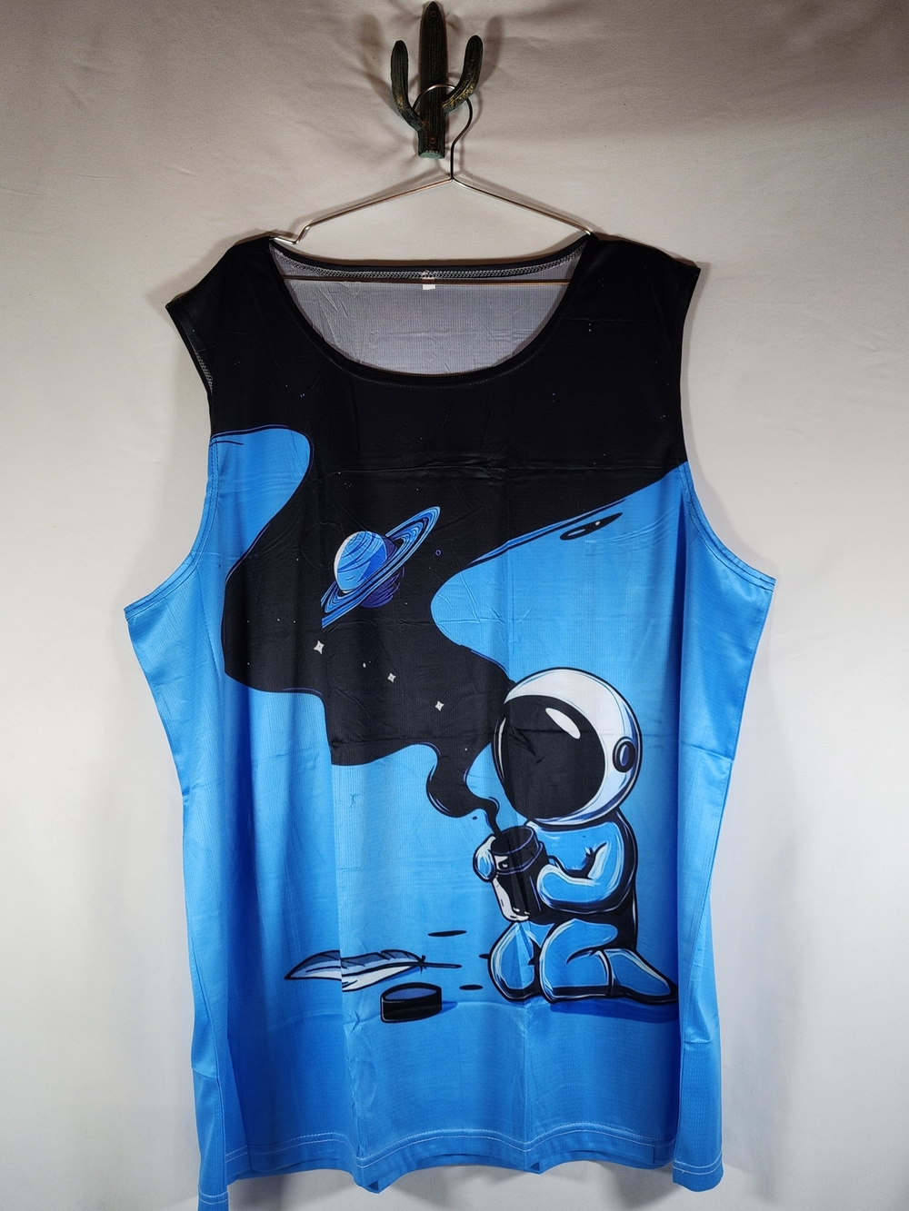 Men's Space Astronaut Graphic Print Quick Dry Beach Gym Tank Top Size 2XL